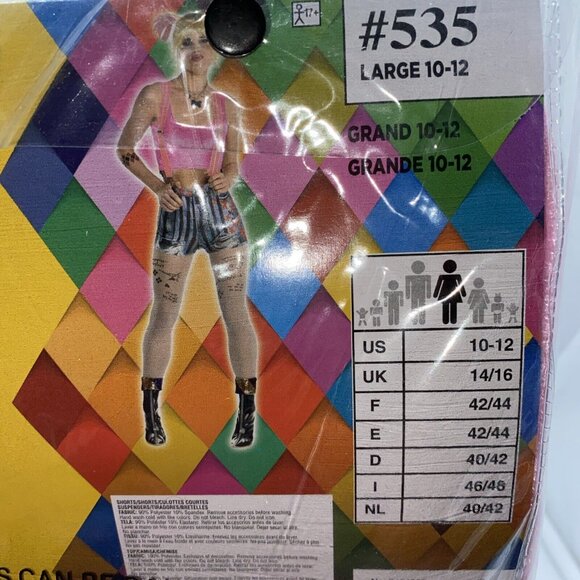 Harley Quinn Birds Of Prey 4 Piece Halloween Cosplay Costume Adult Large 10-12 - Picture 9 of 15